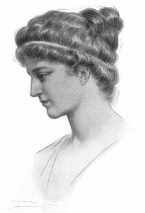 Chân dung Hypatia, nhà nữ toán học Hy Lạp cổ đại ném băng vệ sinh để đuổi một người đàn ông đi.